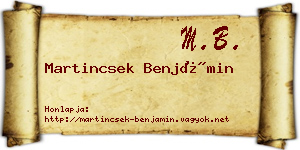 Martincsek Benjámin névjegykártya